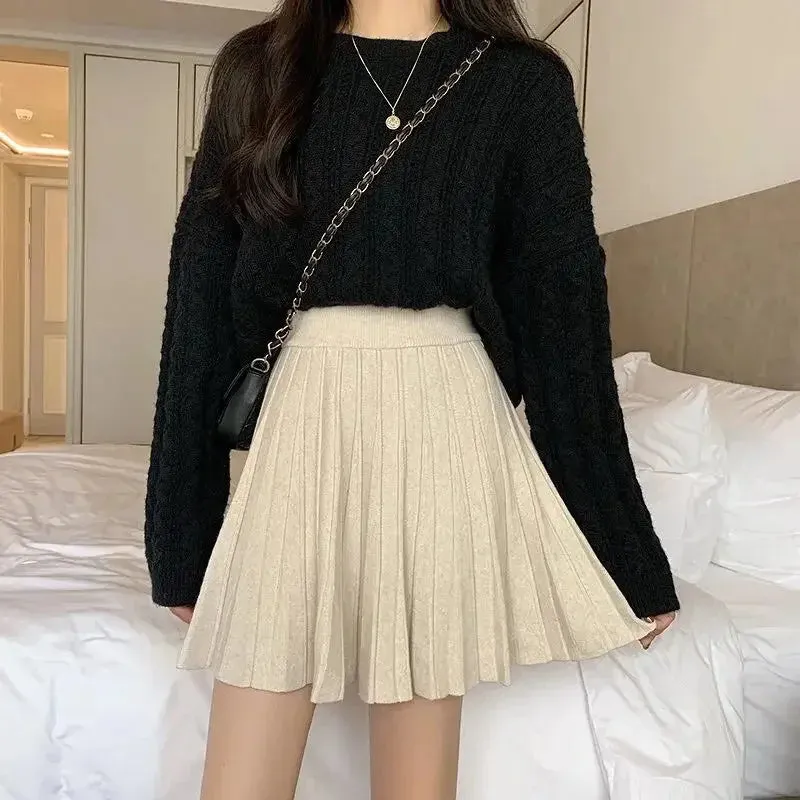 High Waist Knitted Mini Skirt for Women