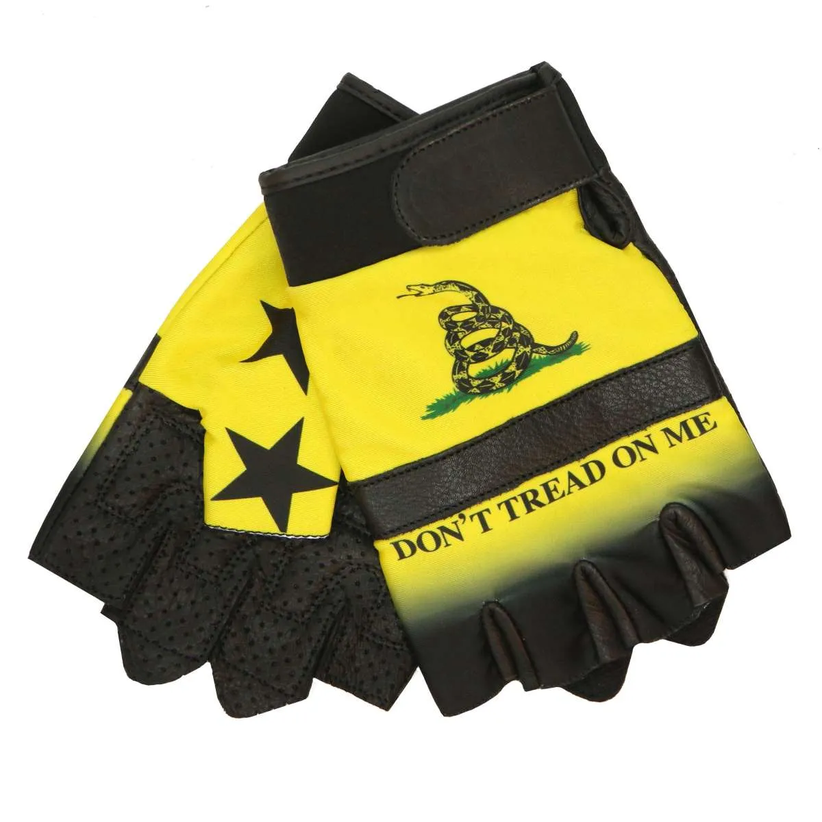 Hot Leathers GVM3011 Leather Don't Tread on Me Fingerless Gloves