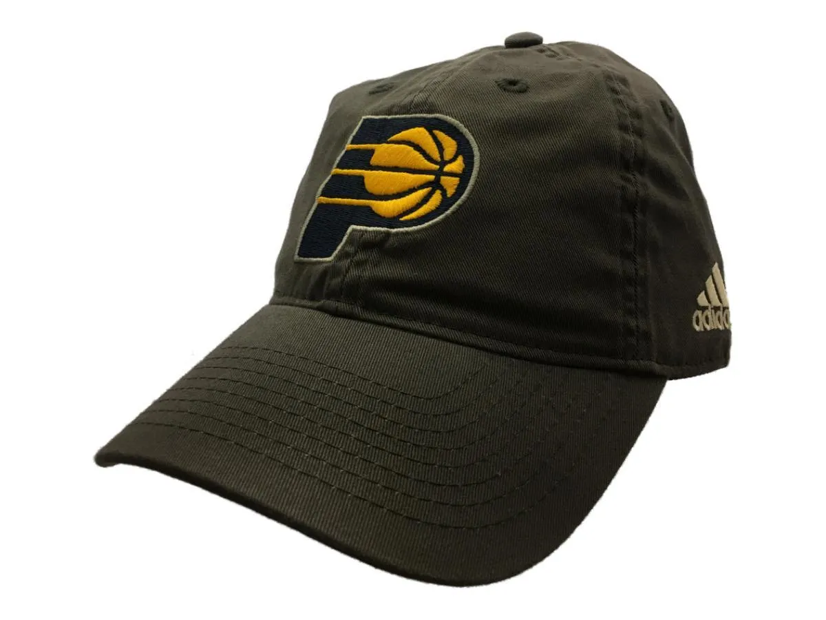 Indiana Pacers Adidas Gray Relaxed Slouch Adj. Strapback Baseball Hat Cap