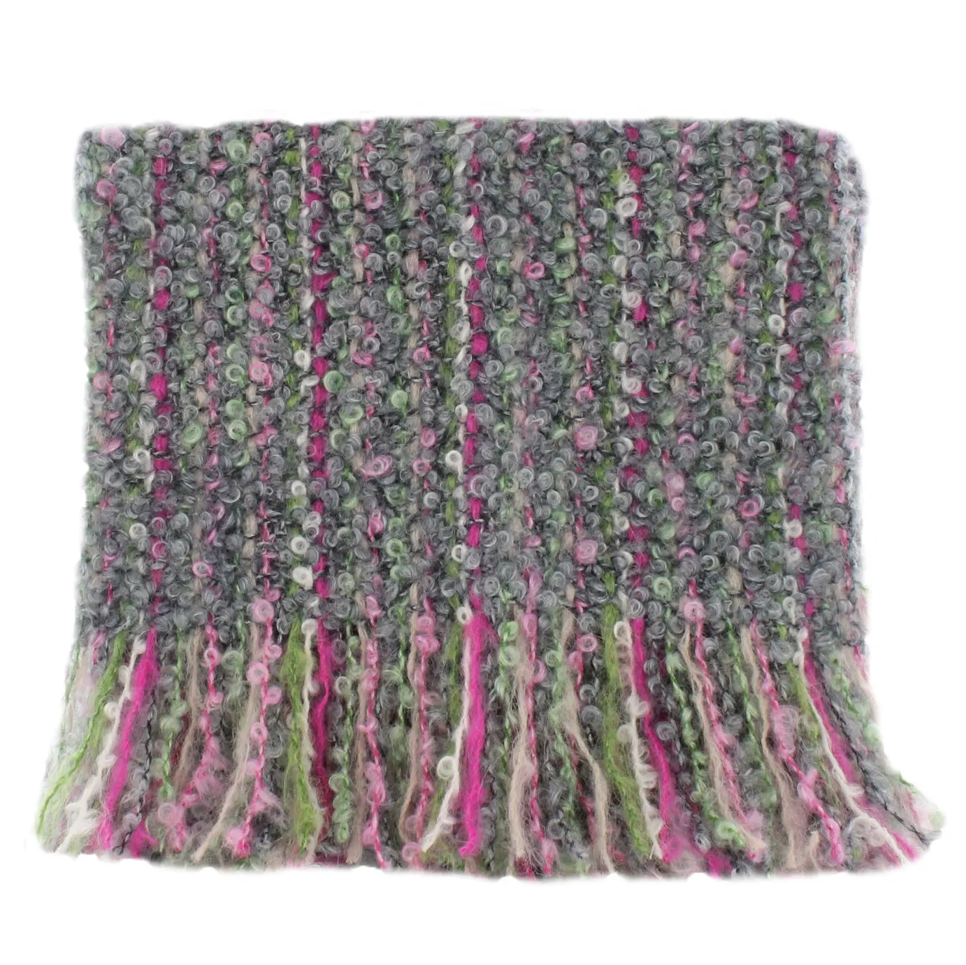 Irish Woven Scarf with Pink and Grey Color Scheme