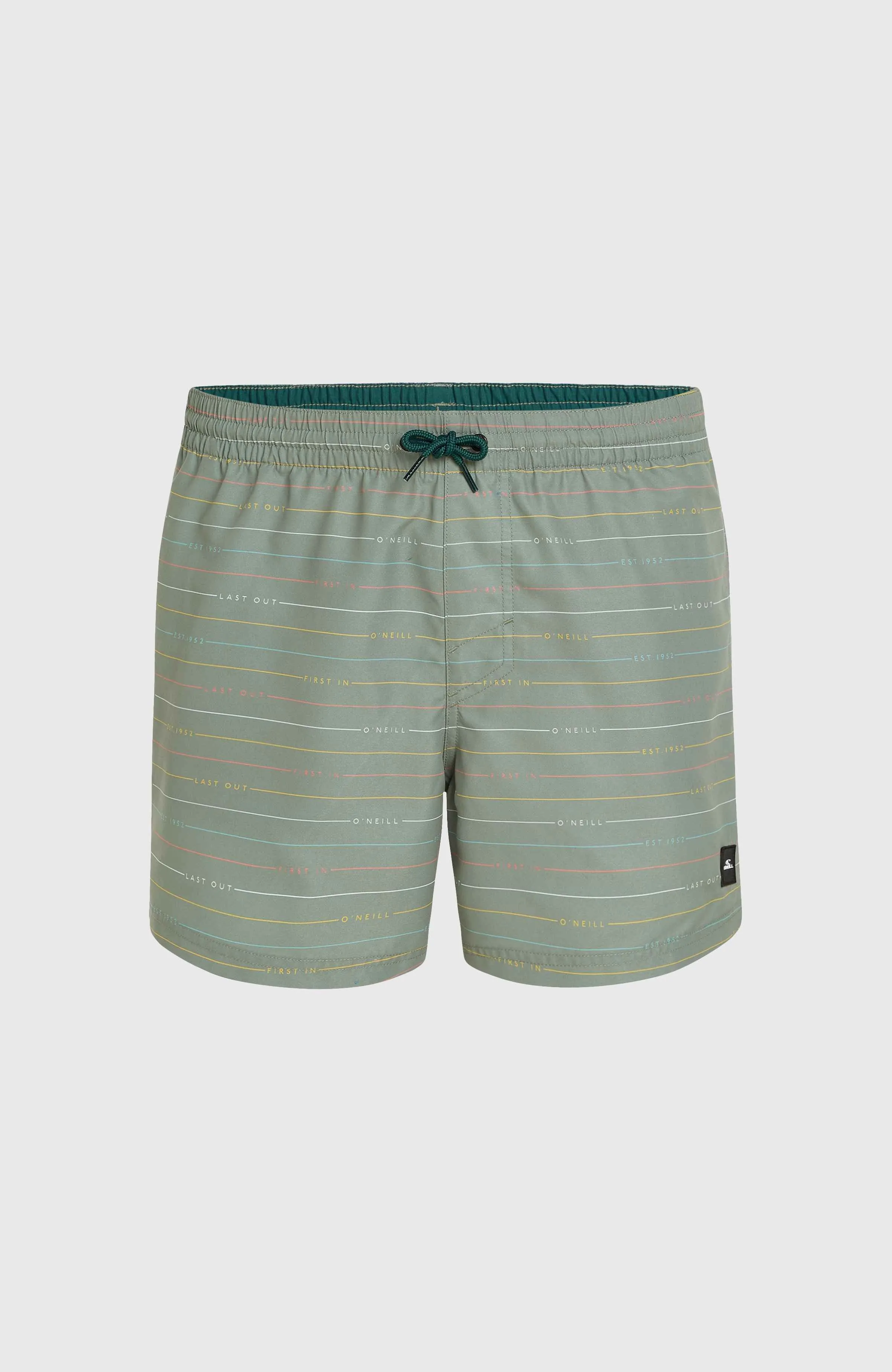 Jack O'Neill Cali First 15" Swim Shorts | Green First Name Stripe