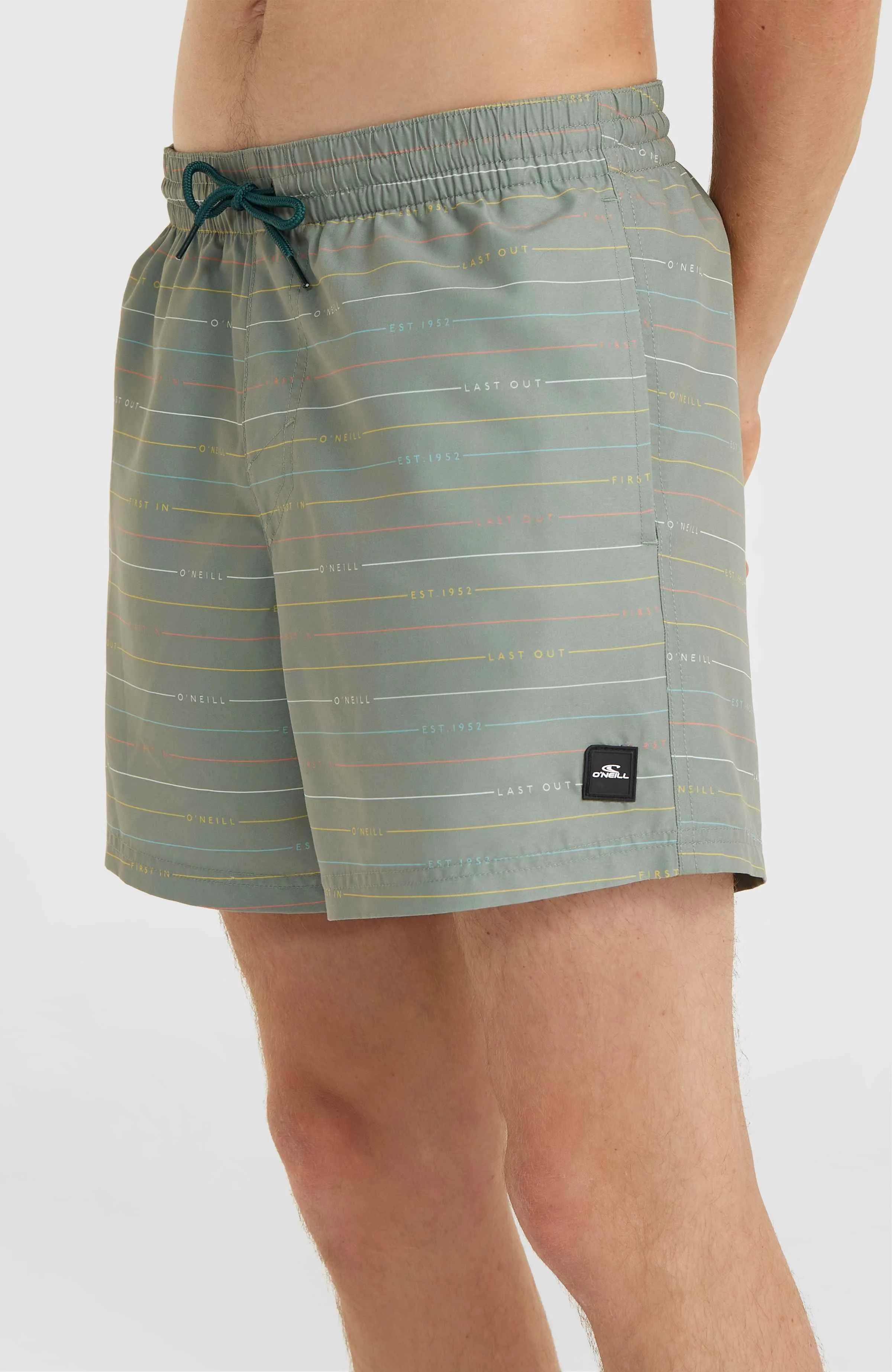 Jack O'Neill Cali First 15" Swim Shorts | Green First Name Stripe