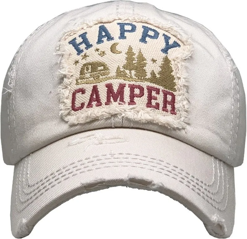 KBV1371 "Happy Camper" Vintage Washed Baseball Cap