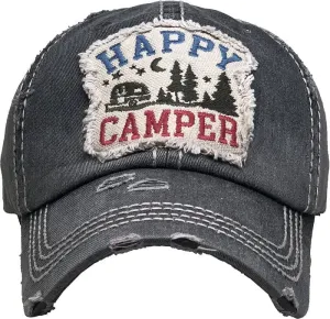 KBV1371 "Happy Camper" Vintage Washed Baseball Cap