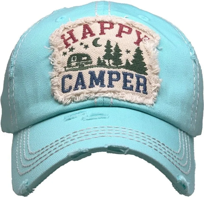 KBV1371 "Happy Camper" Vintage Washed Baseball Cap