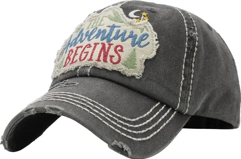 KBV1380 "The Adventure Begins" Vintage Washed Baseball Cap