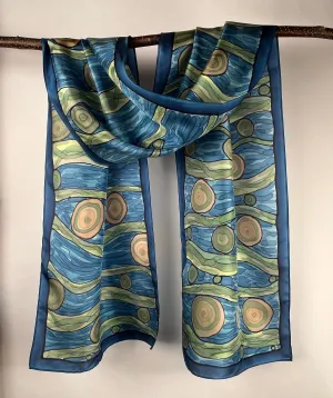 “Kelp Forest" - Hand-dyed Silk Scarf - $135