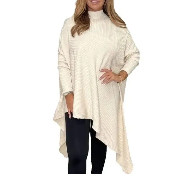 Knitted Top Thread Irregular Hem Female Sweater