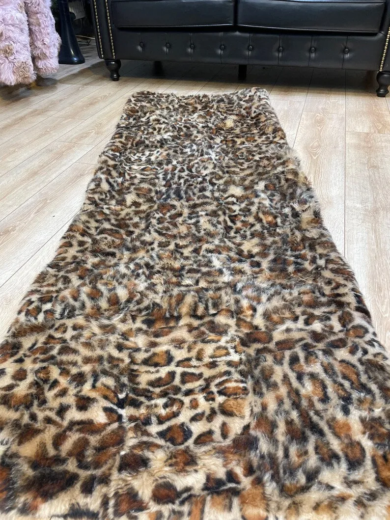 Leopard Pattern Natural Sheepskin Rug Rug for Bedroom, Sexy Area Rug