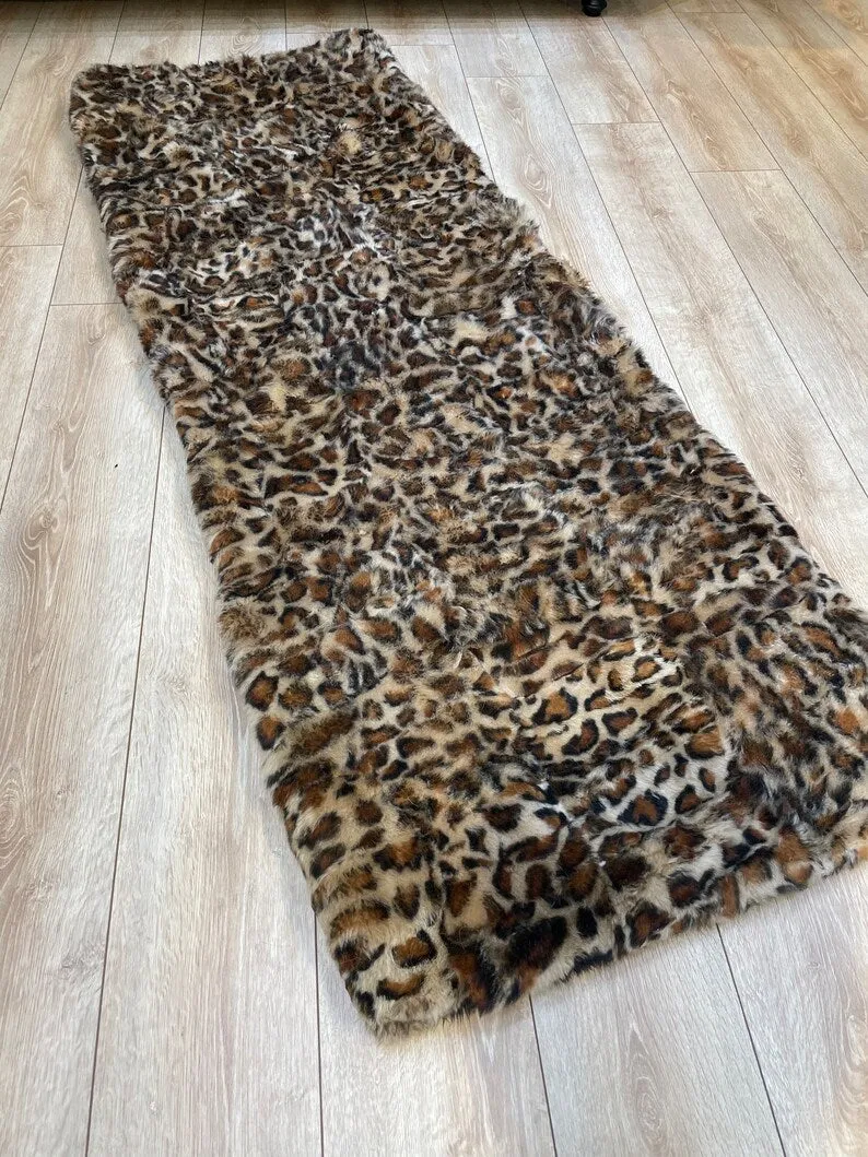 Leopard Pattern Natural Sheepskin Rug Rug for Bedroom, Sexy Area Rug