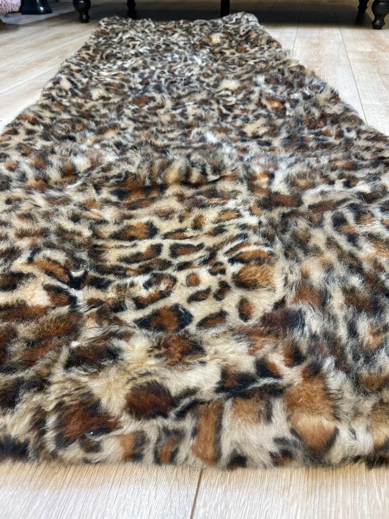 Leopard Pattern Natural Sheepskin Rug Rug for Bedroom, Sexy Area Rug