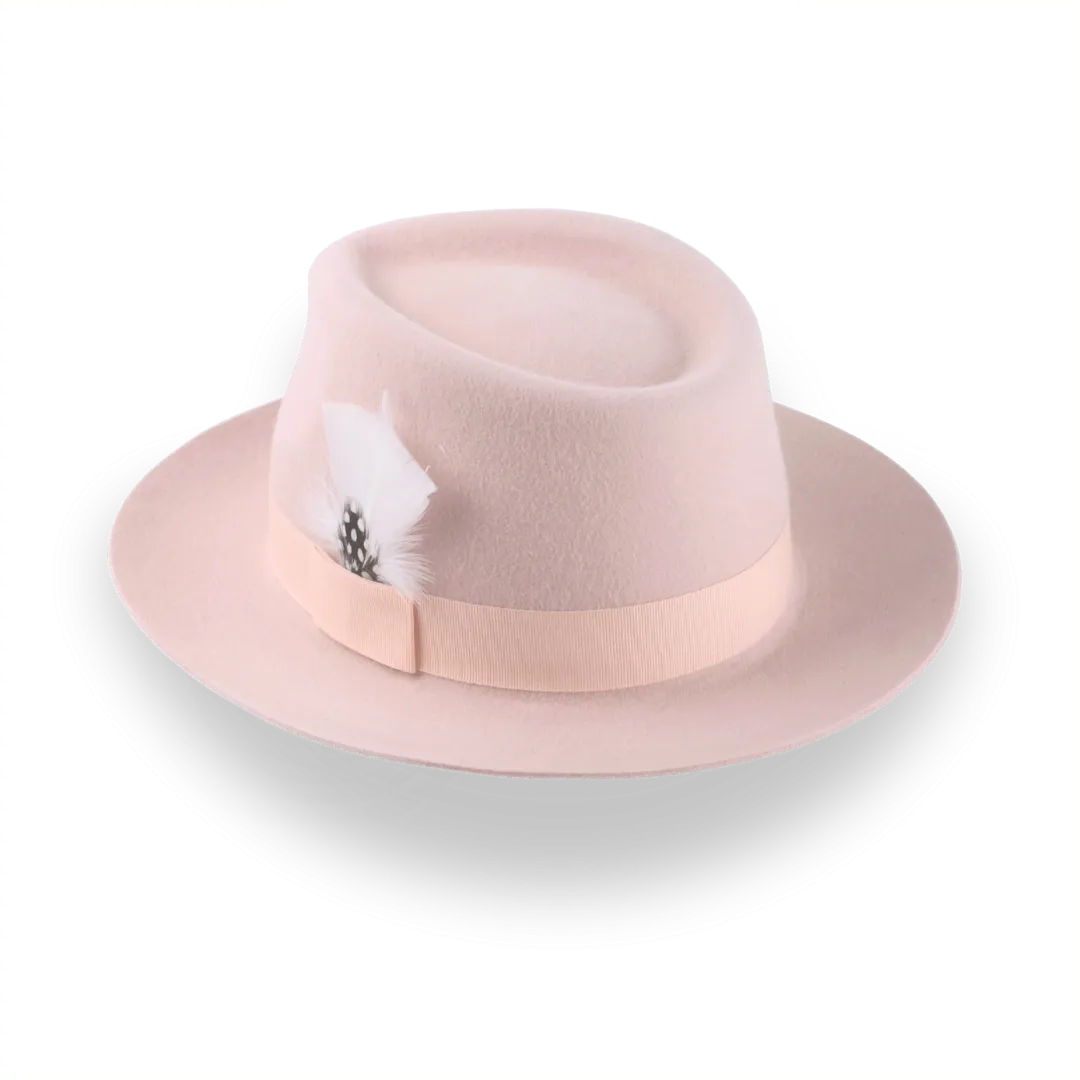 Light Pink Fedora with Medium Crown in Luxurious Fur Felt | The Clubber