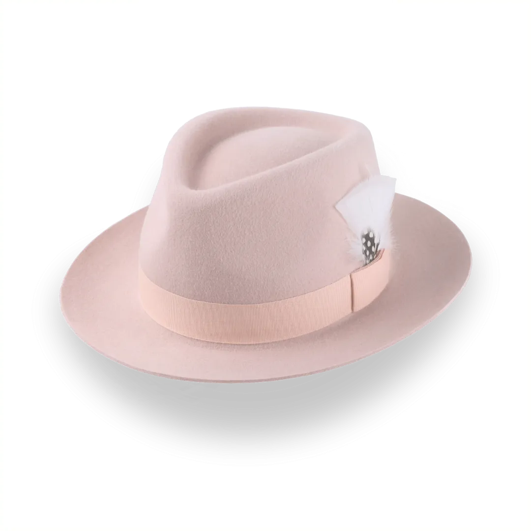 Light Pink Fedora with Medium Crown in Luxurious Fur Felt | The Clubber