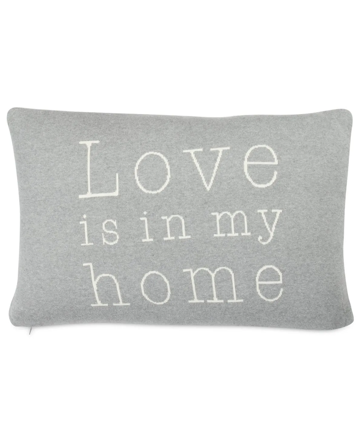 Love Is In My Home Cotton Knitted Decorative Light Grey Melange & Natural Color 16 x 24 Inches Pillow Covers