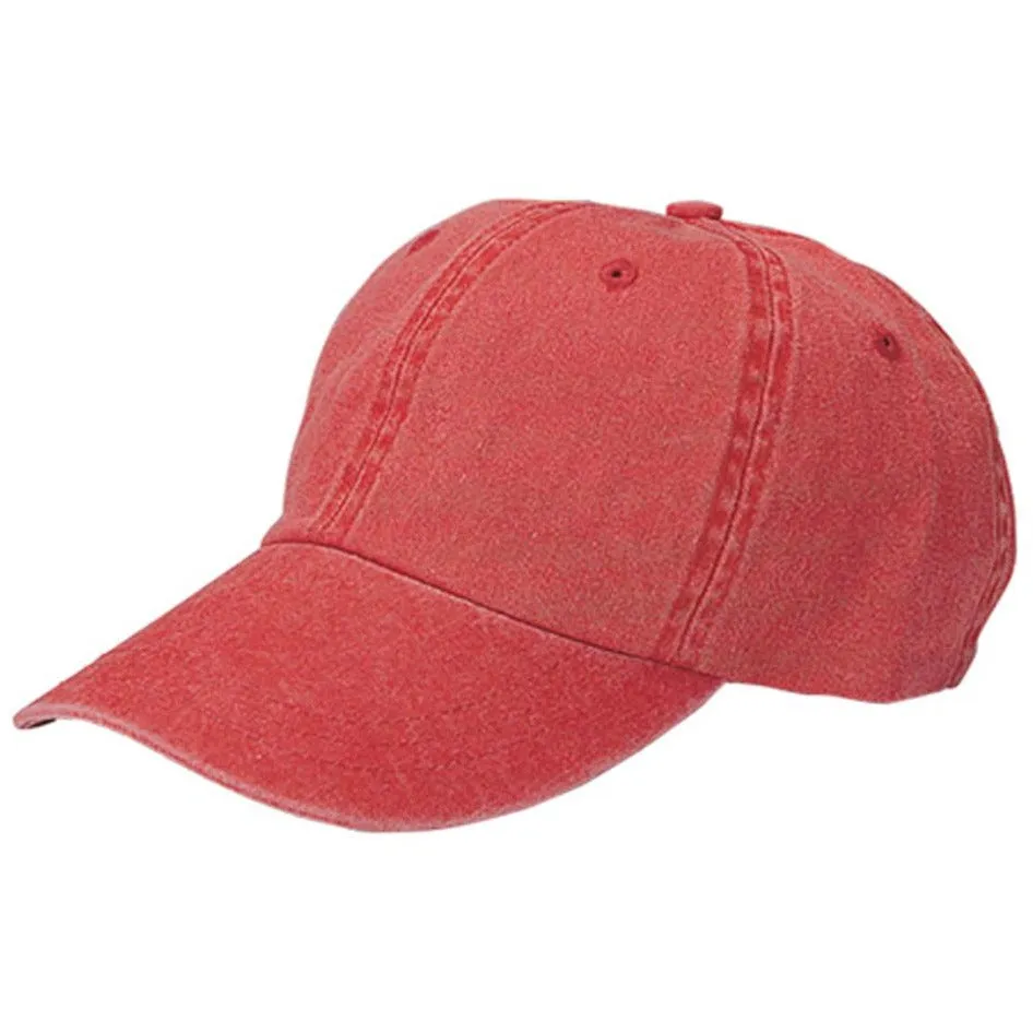 Low Profile Unstructured Pigment Dyed Cotton Twill Adjustable Strapback Baseball Cap