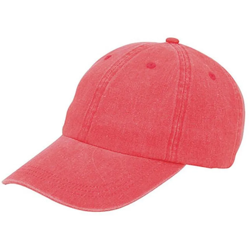 Low Profile Unstructured Pigment Dyed Cotton Twill Adjustable Strapback Baseball Cap