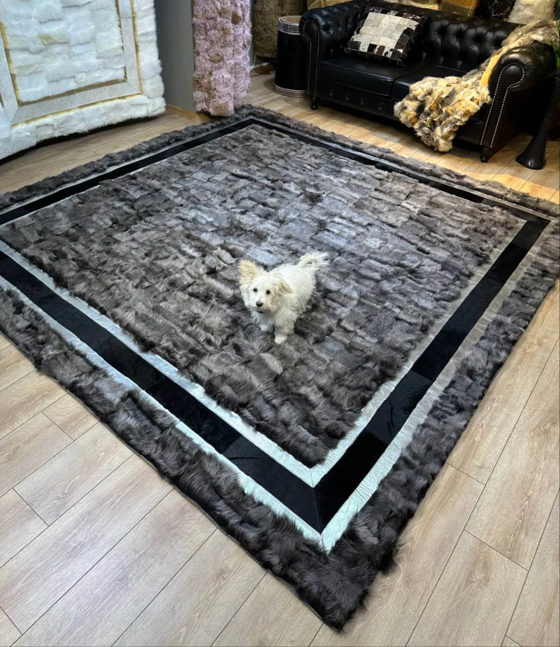 Luxury Large Fluffy Sheepskin Area Rug, Real Sheep Leather Handmade Soft Rug