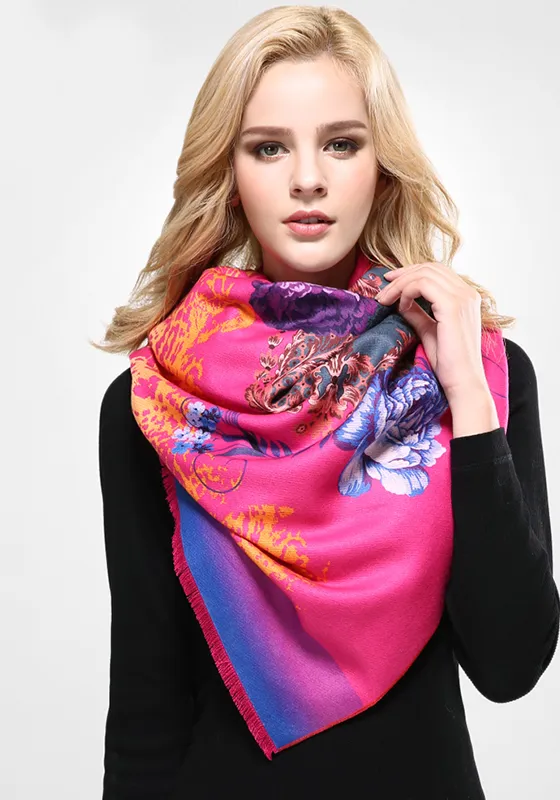 Luxury Print Wool Cashmere Scarf