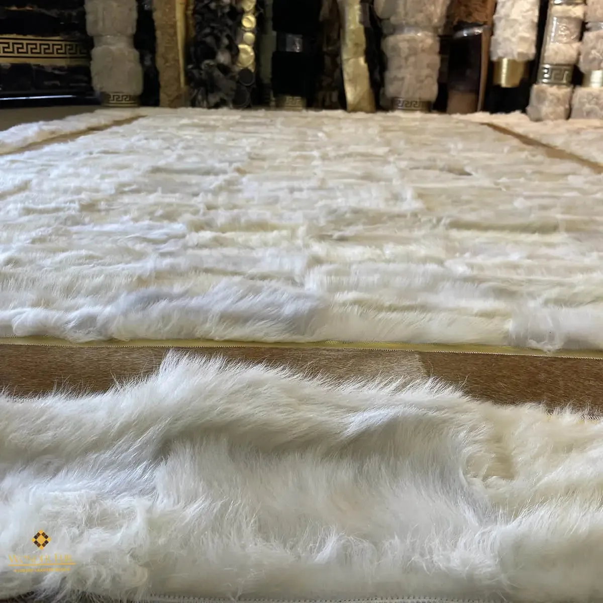 Luxury Sheepskin White Gold Fur Fluffy Area Rug,Natural Decorative Rug