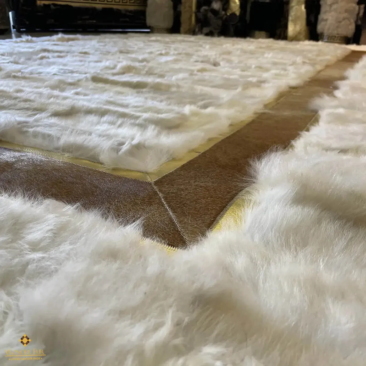 Luxury Sheepskin White Gold Fur Fluffy Area Rug,Natural Decorative Rug