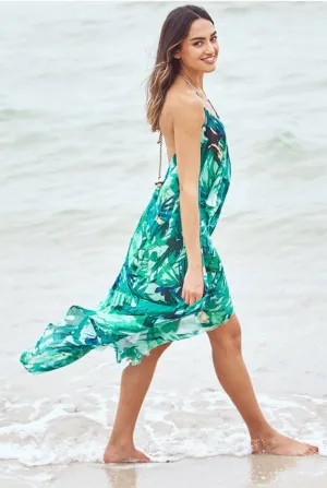 Maxi Halter Sundress Coverup  in Jungle Dweller Print