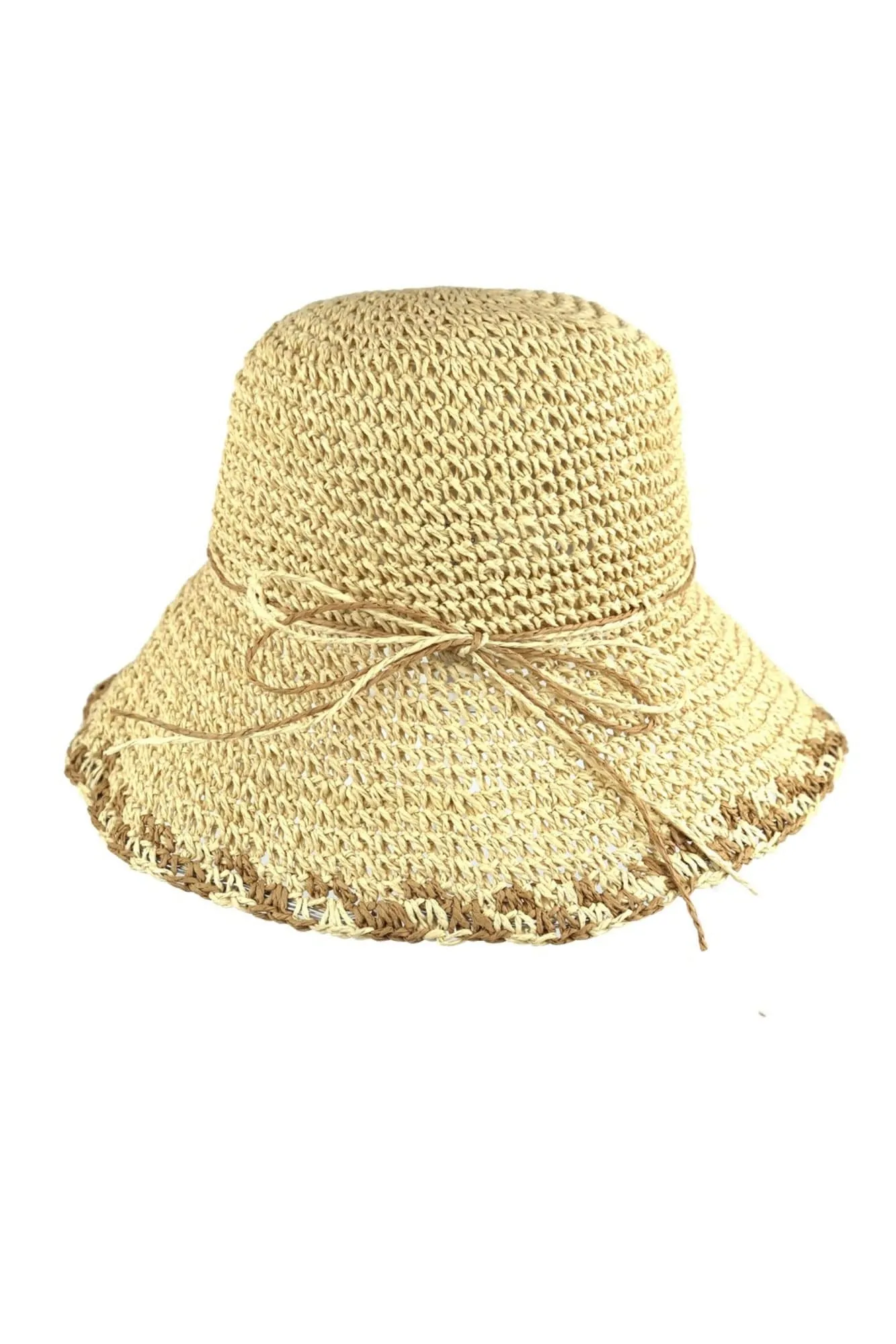 MH0170 Lucia Edge Detailed Straw Bucket Hat