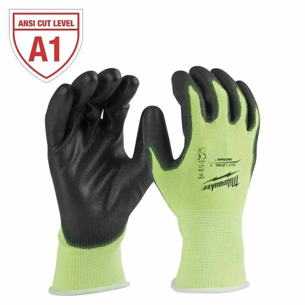 Milwaukee 48-73-8910 High Visibility Cut Level 1 Polyurethane Dipped Gloves - S