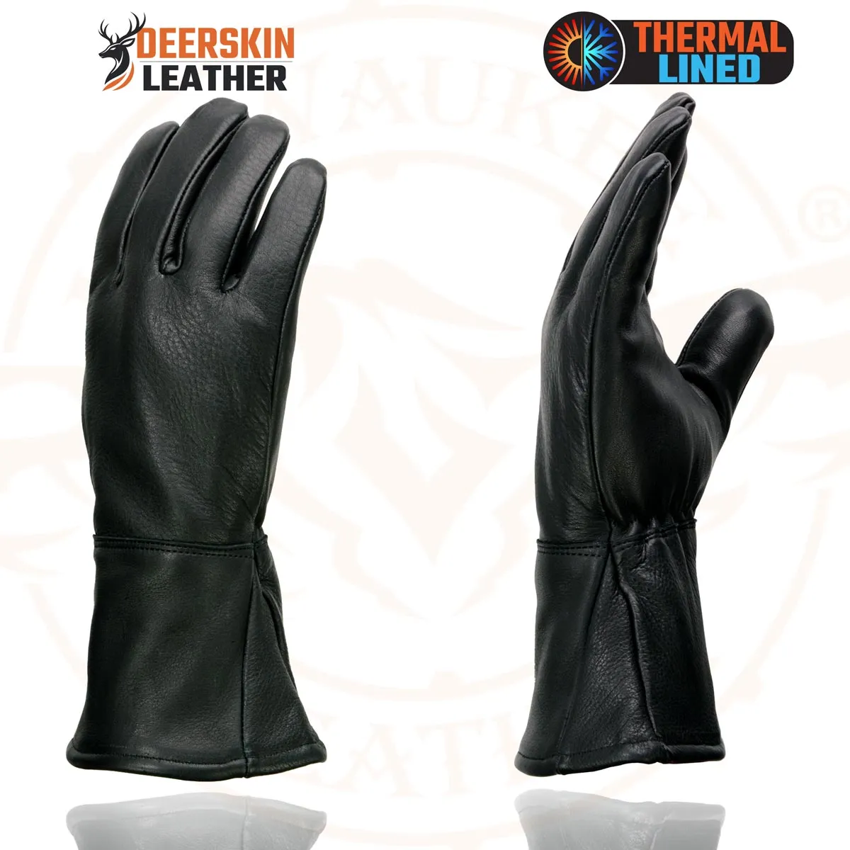 Milwaukee Leather Men's Gauntlet Motorcycle Hand Gloves- Black