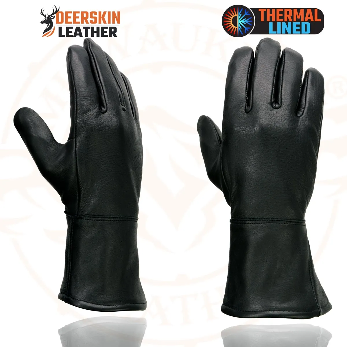 Milwaukee Leather Men's Gauntlet Motorcycle Hand Gloves- Black