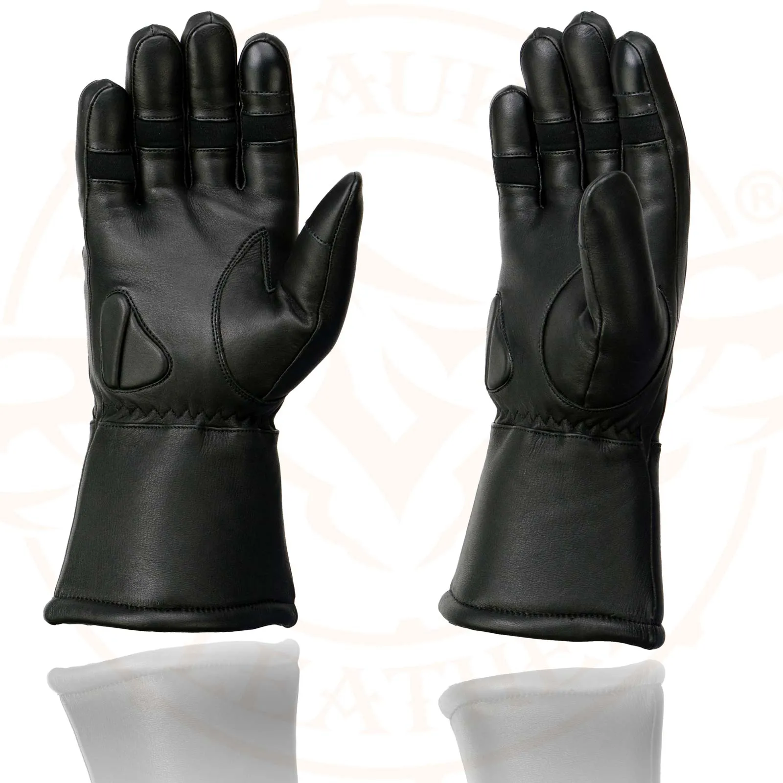 Milwaukee Leather MG7701 Women's Leather Biker Insulated Gauntlet Gloves w/ i-Touch and Wiper Blade - w/ Reflective Piping