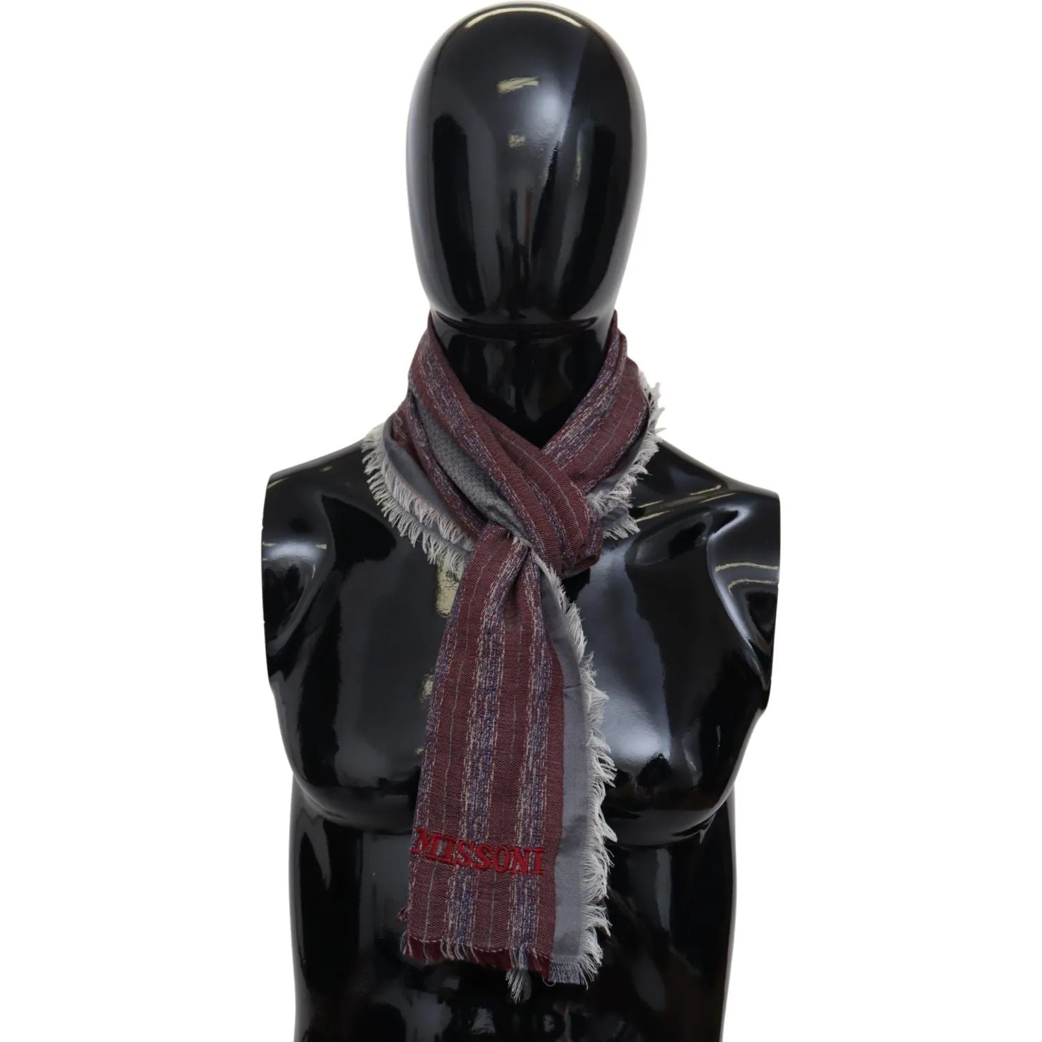 Missoni Elegant Wool Striped Logo Scarf