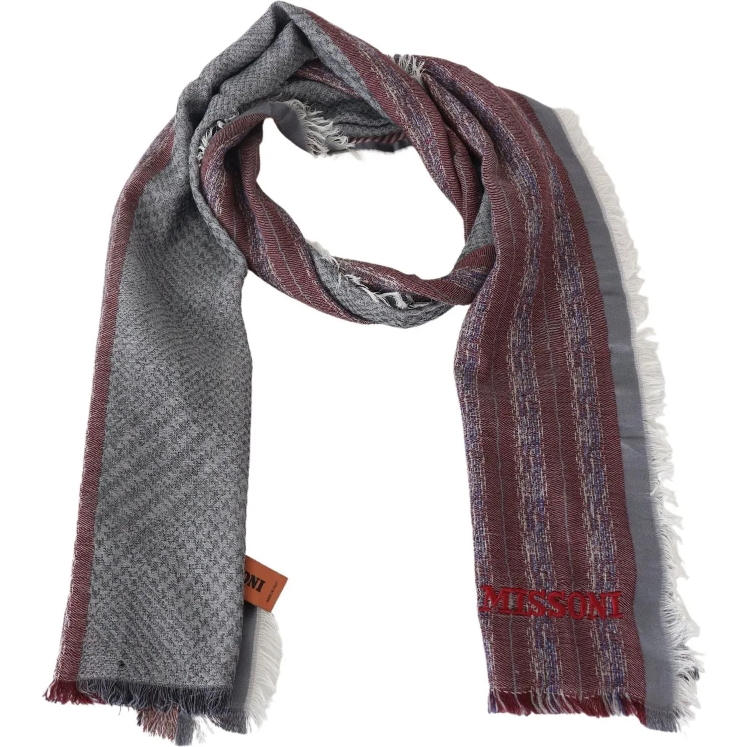 Missoni Elegant Wool Striped Logo Scarf