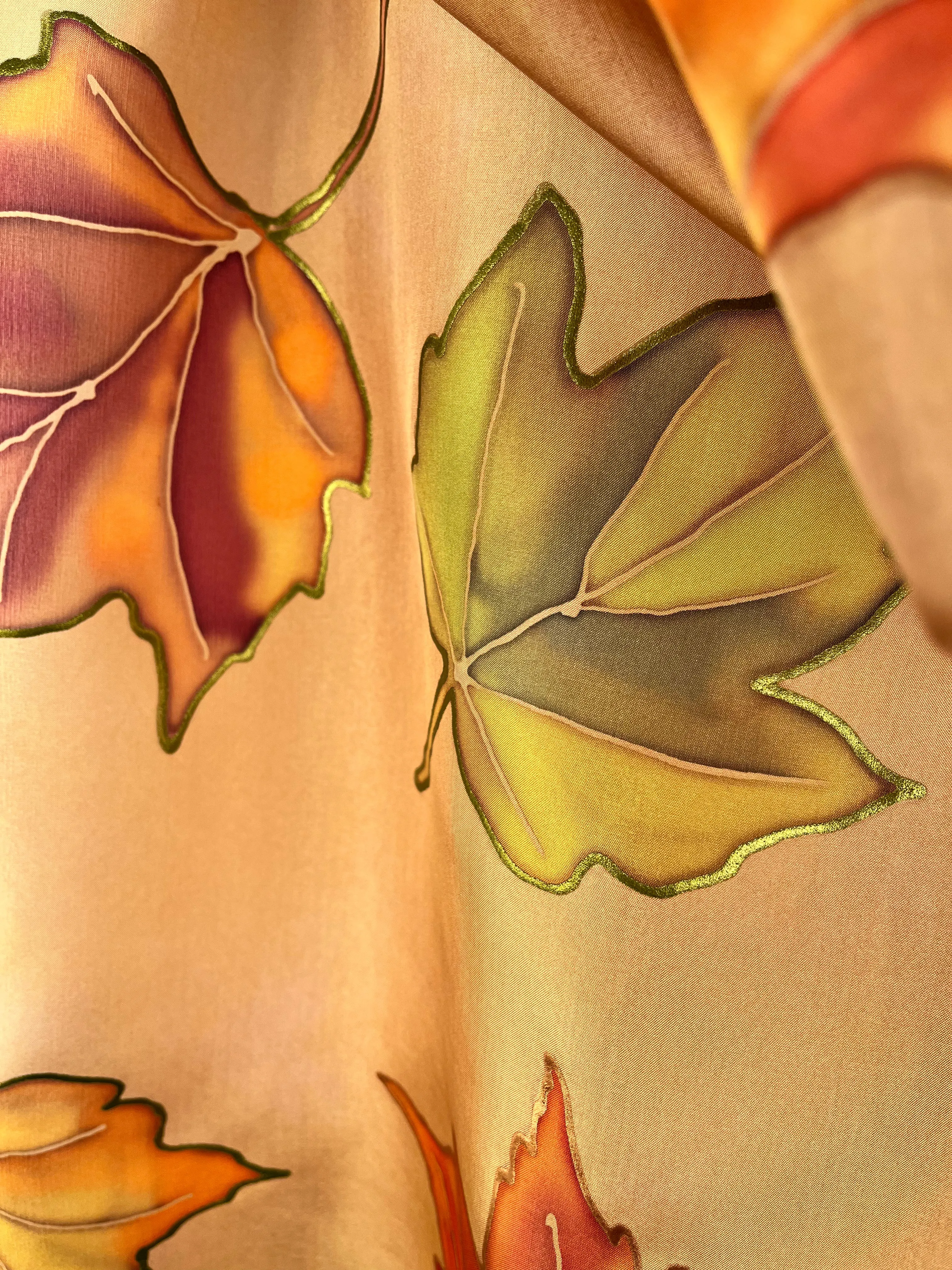 “Mountain Maples" - Hand-dyed Silk Scarf - $135