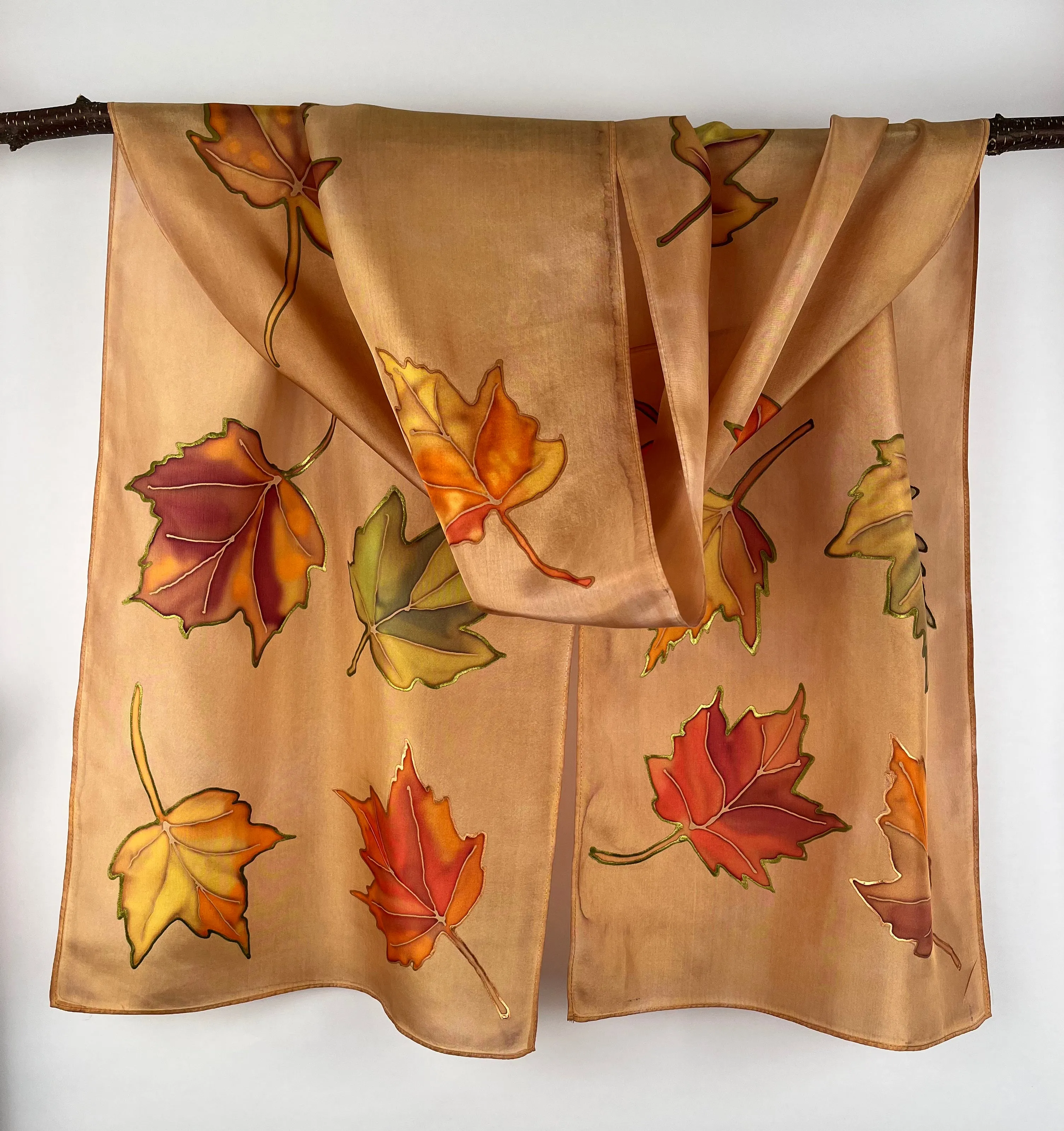 “Mountain Maples" - Hand-dyed Silk Scarf - $135