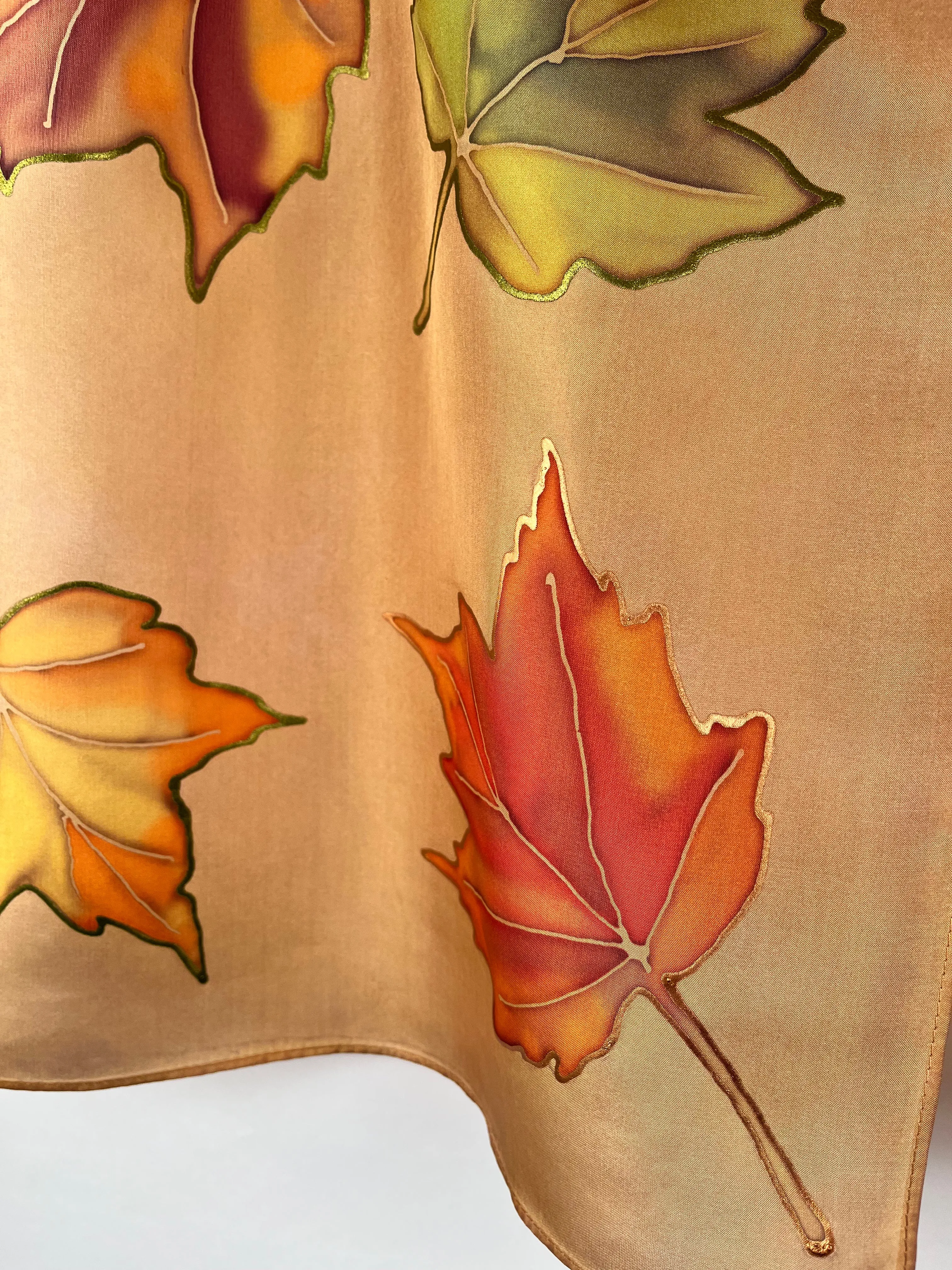 “Mountain Maples" - Hand-dyed Silk Scarf - $135