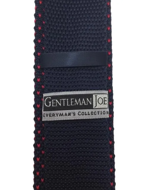 Navy Blue Men's Knitted Tie with Red Flecks