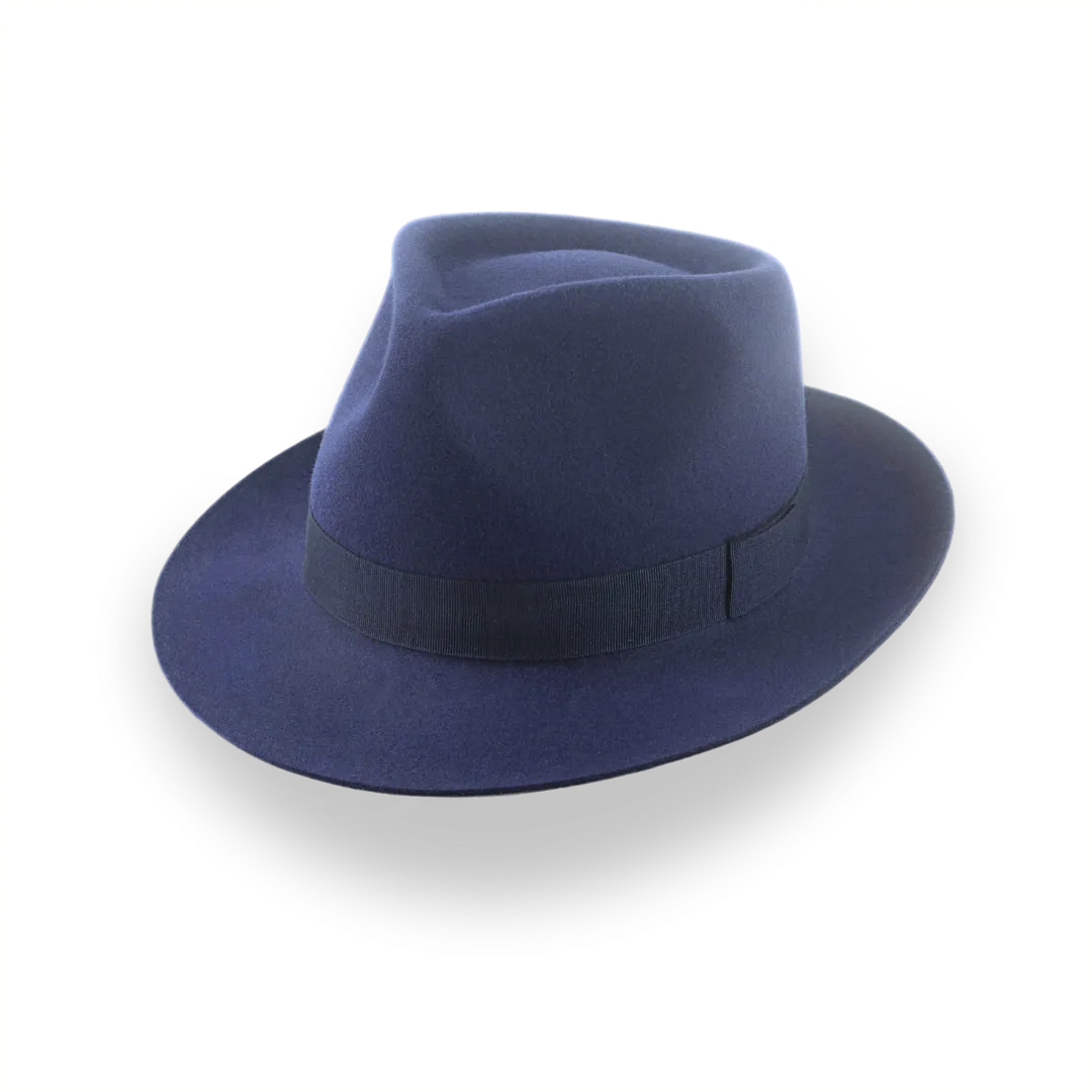 Navy Blue Teardrop Crown Fedora for Men | The Diplomat