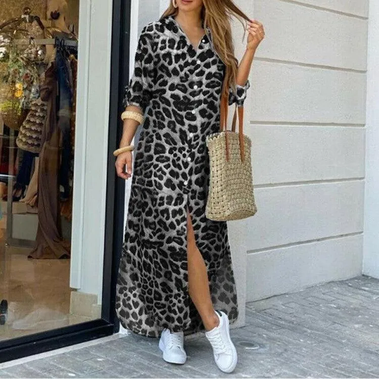 New Fashion Long Sleeve Shirt Skirt Long Dress