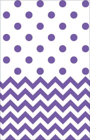 New Purple Chevron Plastic Tablecover 1.37m x 2.59m Each