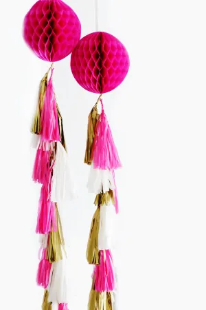 Paper Honeycomb ball with tassel tail - custom color