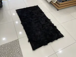 Patchwork Fluffy Wool Black Natural Sheepskin Handmade Soft 6x8 Carpet