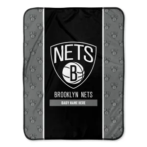 Personalized Brooklyn Nets Icon Baby Pixel Fleece Blanket