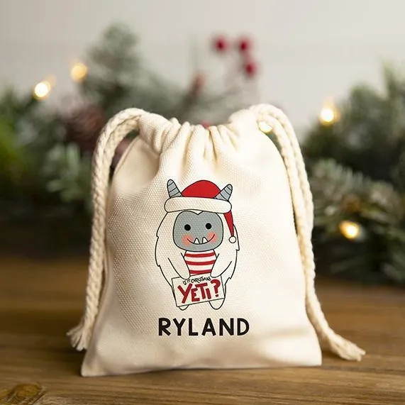 Personalized Kids Drawstring Christmas Gift Bags - Small