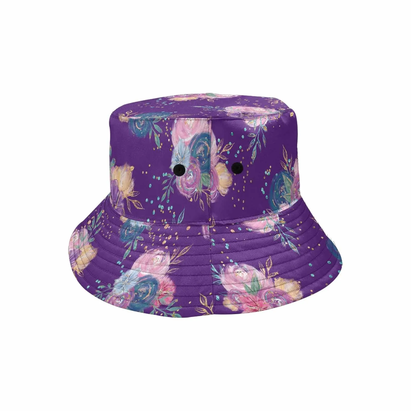 Purple Floral  Unisex Summer Single-Layer Bucket Hat