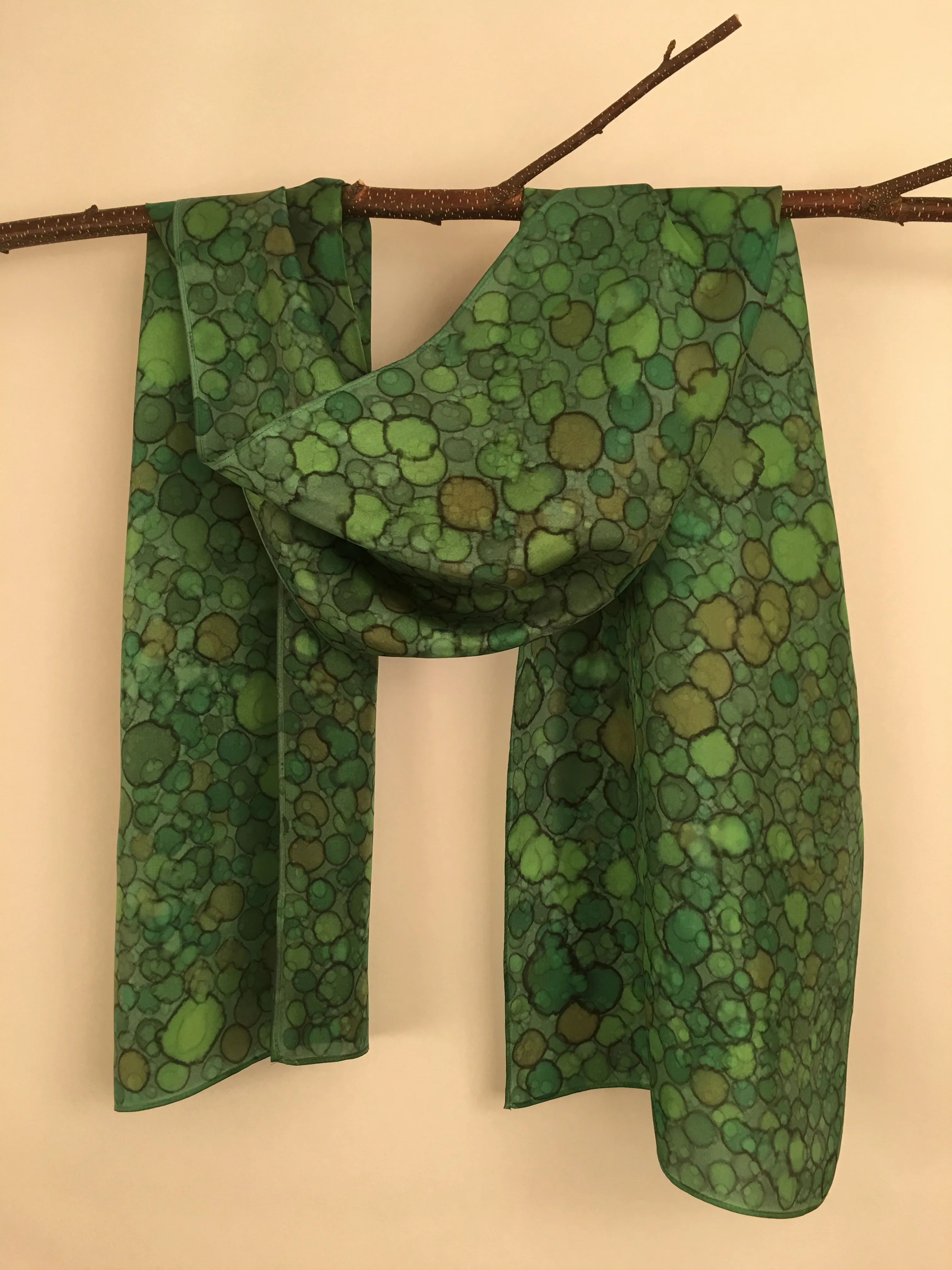 "Bird's Eye View" - Hand-dyed Silk Scarf - $125