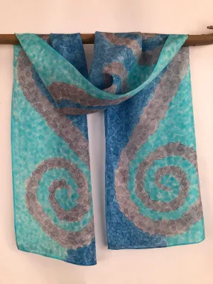 "Coastal Fog" - Hand-dyed Silk Scarf - $135