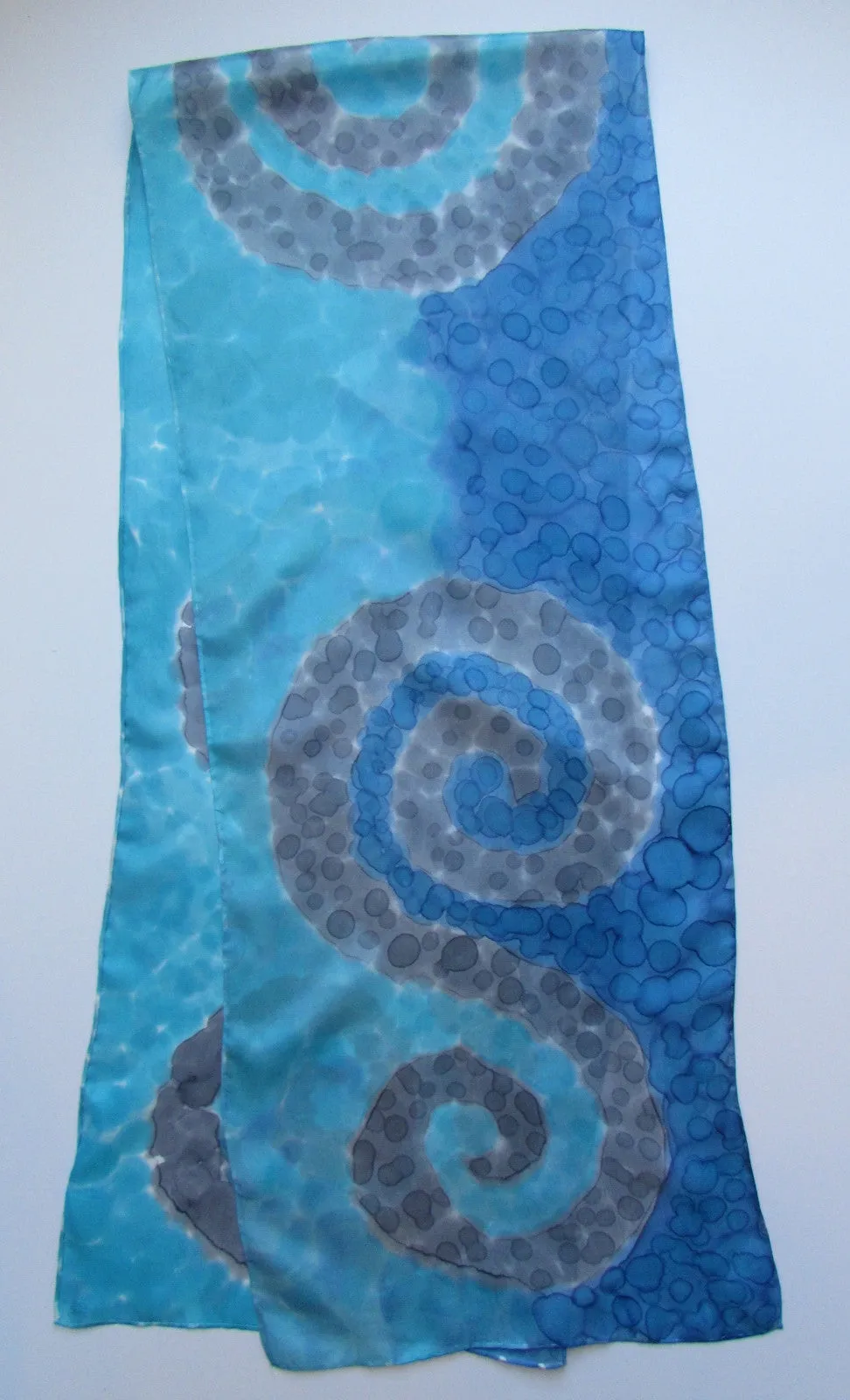 "Coastal Fog" - Hand-dyed Silk Scarf - $135