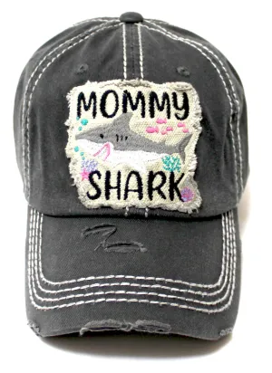 "Mommy Shark" Patch Embroidery Monogram Ballcap, Seaworld Vintage Black