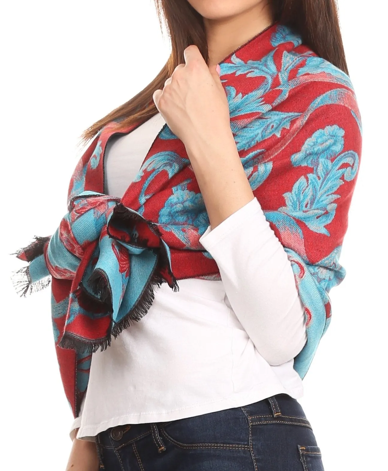 Sakkas Adele Floral Ornate Soft and Warm Pashmina Shawl Scarf Vegan Commute