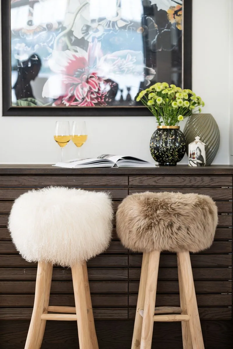 Sheepskin Stool Cover | Ø35xH17 cm